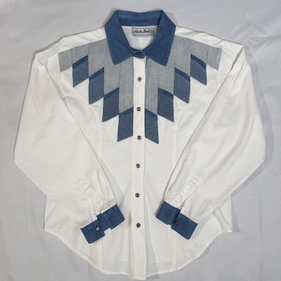 Adobe Rose Tops - Adobe Rose Western Womens Denim Chambray Button Shirt Western Aztec Southwestern